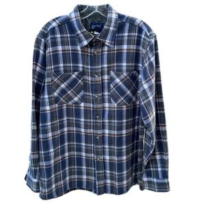 John Blair PreLoved Blue Gray Plaid Shirt SZ M